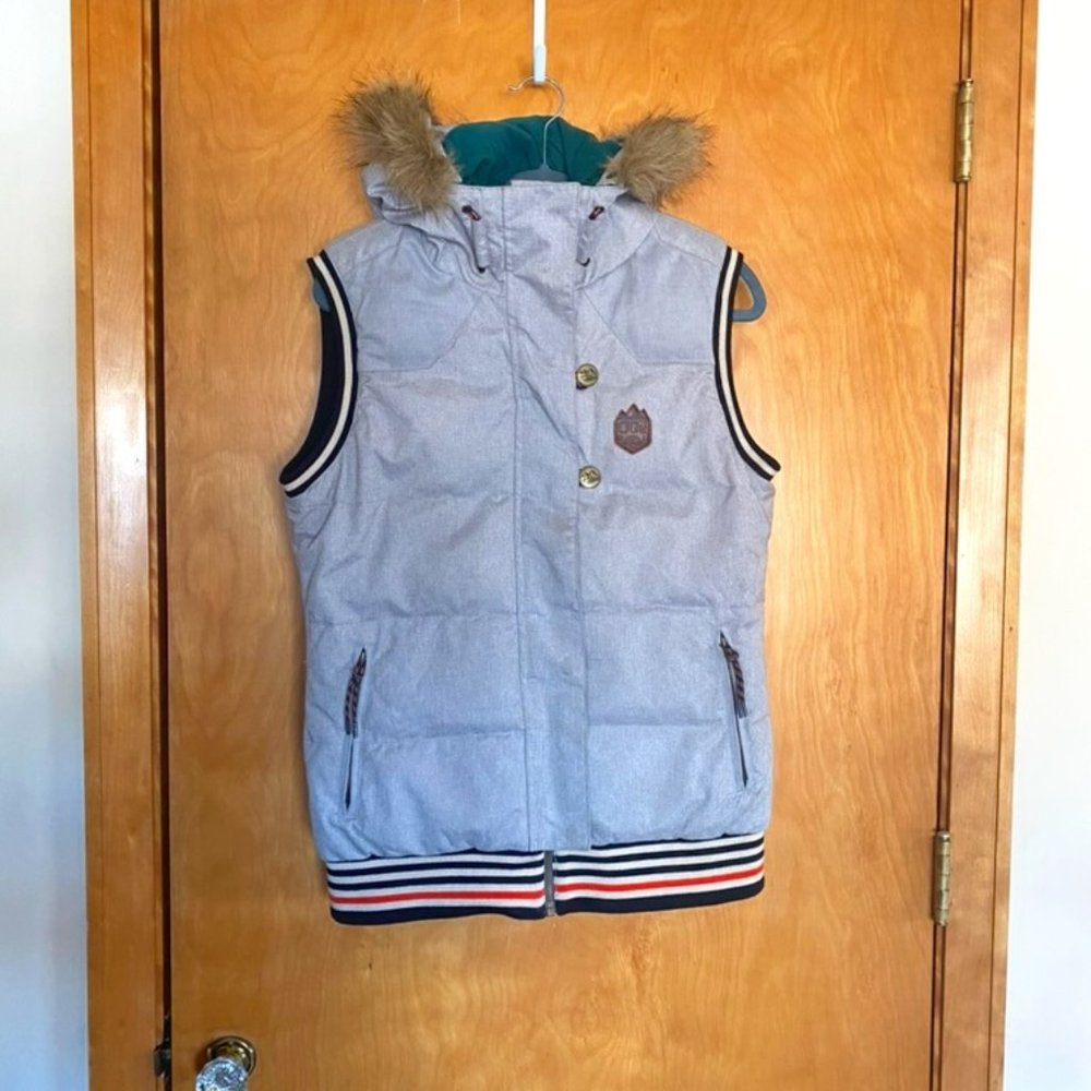 Picture Hooded Vest, Women's Medium
